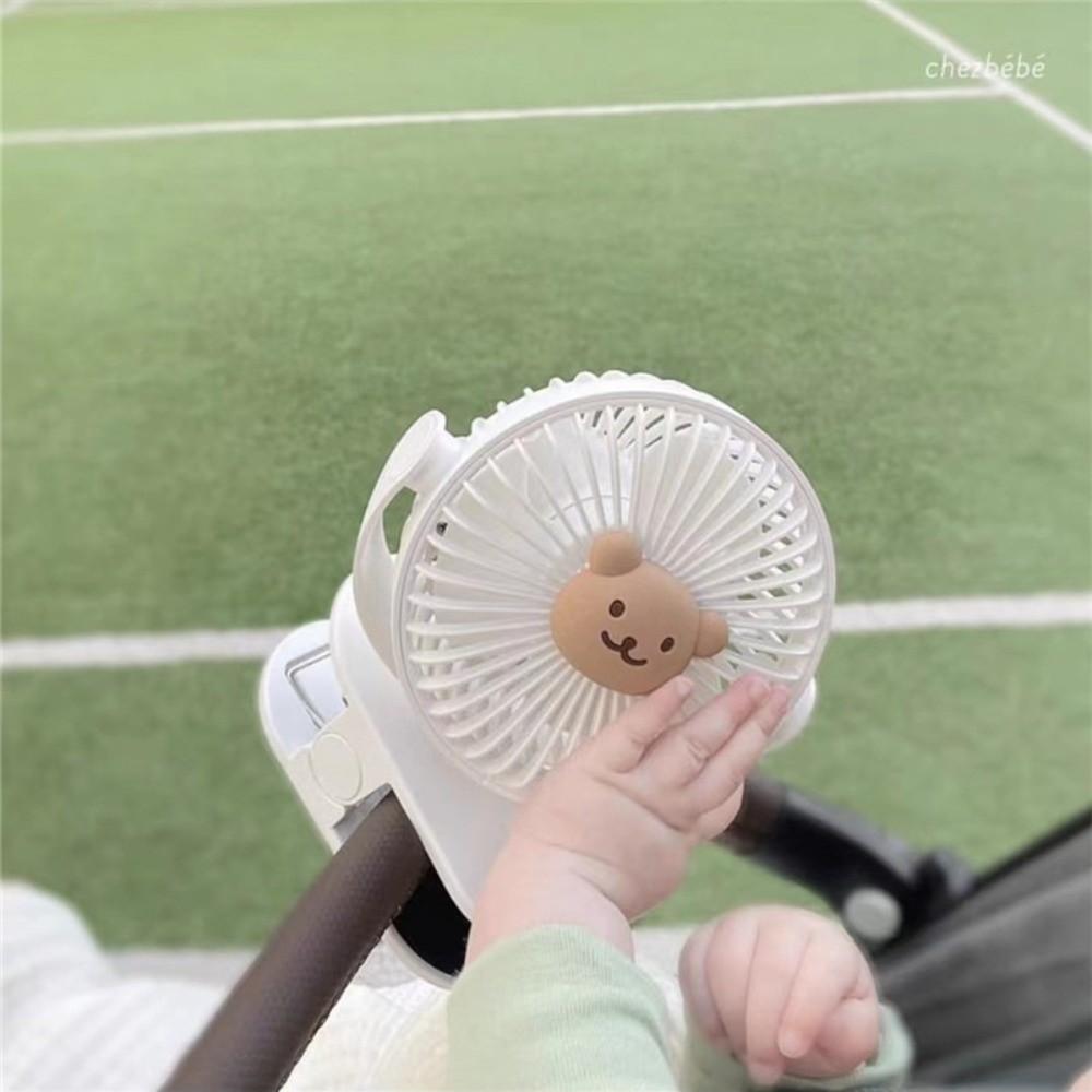 Bear Cart Stroller Fan 3 Speeds Clip On Electric Fan Portable Outdoor Fan for 3.7V1200mAh Baby