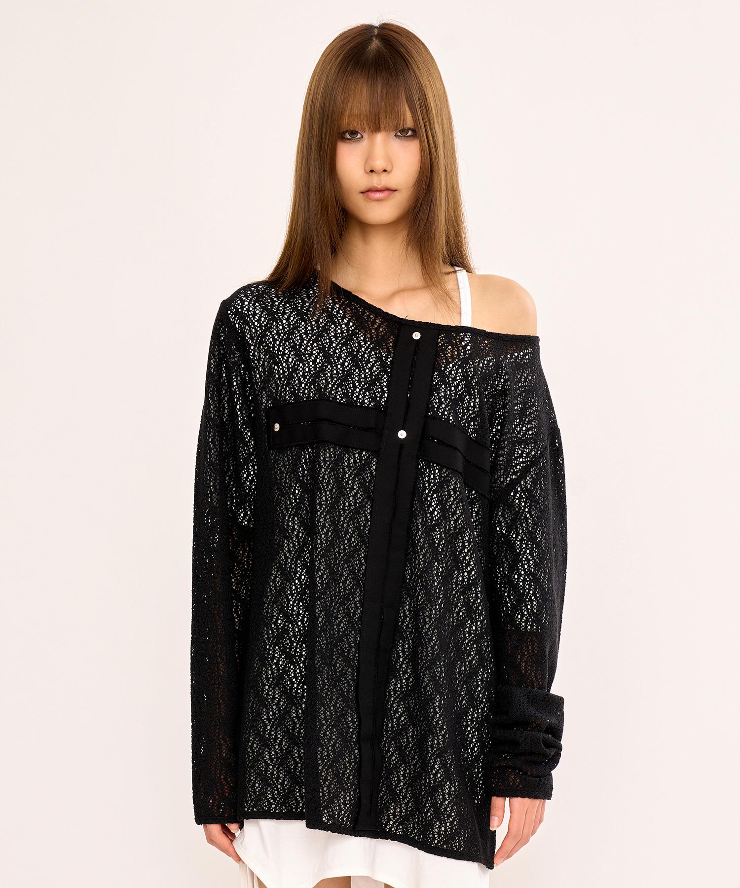 Panyoung Damaged Cross Tee Black/Os