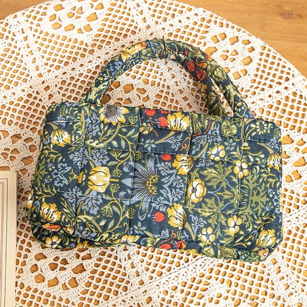 Large Capacity Storage Basket Floral Pattern Shopper Bag Fabric Laundry Basket Desktop Storage