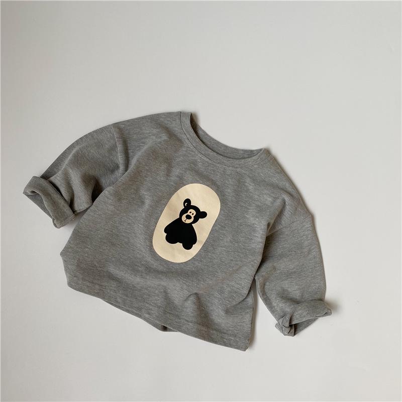 GL-kids Korean Style Autumn Cartoon T-shirt: Loose, Thickened, Easy-Match Long Sleeve for Boys and Girls