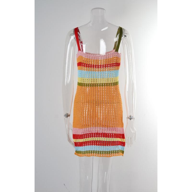 Summer Women's Patchwork Bikini Beach Dress Backless Fashion Camisole Cover-Ups