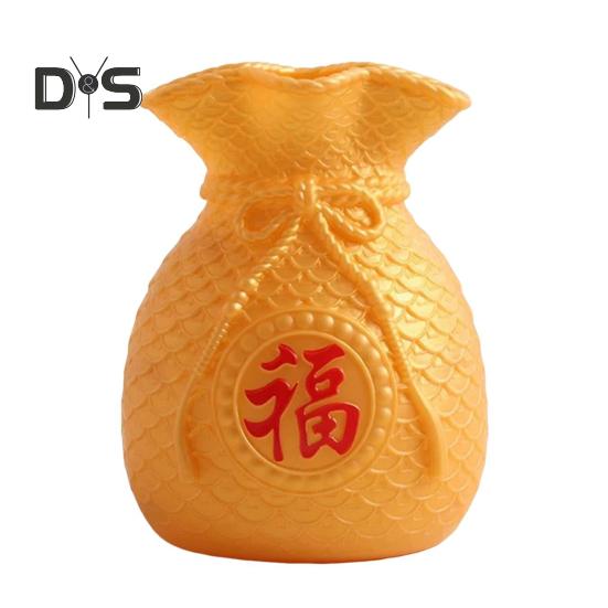 

Ваза для счастливого мешка, ваза для цветов, центральный элемент стола, статуэтка для спальни, офиса, китайский Новый год, декор золотистый