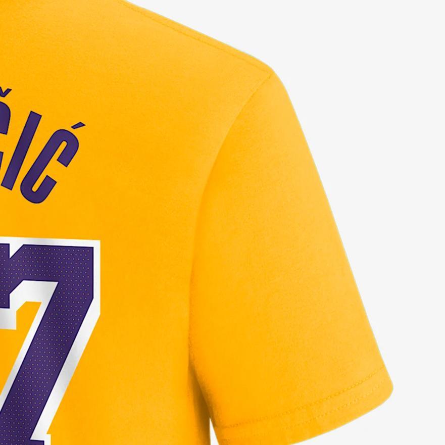 Nike Los Angeles Lakers T-Shirt NBA Luka Doncic Comfortable Skin-Friendly Simple Numeric Letter Short Sleeve Kids Tops Yellow Z2B7BCMWLAKLD-NFG