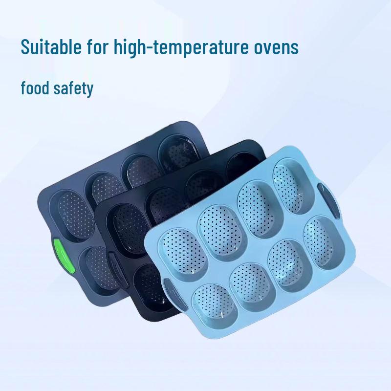 Stampo per Torta Ovale in Silicone per Uso Alimentare - Strumento per la Cottura del Pane Francese Antiaderente a 8 Griglie.