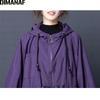 DIMANAF, chaqueta para mujer, abrigo de talla grande, Otoño Invierno 2022, prendas de vestir exteriores Vintage para mujer, ropa holgada de manga larga con capucha de talla grande