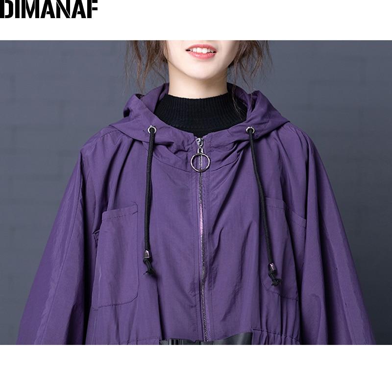 DIMANAF, chaqueta para mujer, abrigo de talla grande, Otoño Invierno 2022, prendas de vestir exteriores Vintage para mujer, ropa holgada de manga larga con capucha de talla grande