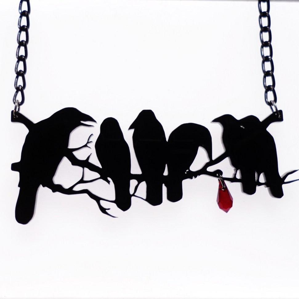 

Gothic Black Raven Necklace