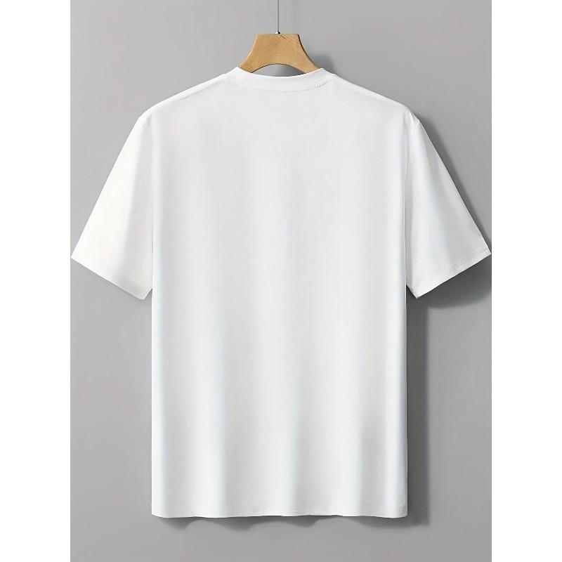 European sizes Men's Summer Short Sleeve Printed T-shirt, Crew Neck Comfortable Tops For Men