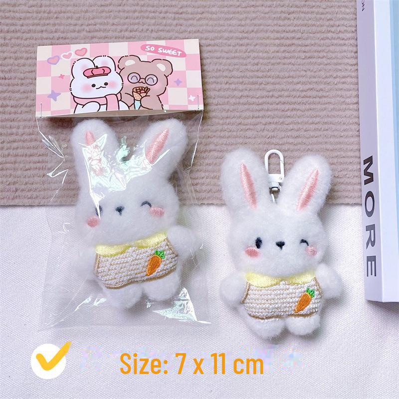 Entzückende Kaninchen-Plüschpuppe: Weich, Niedlich, Ganzkörper-Hasenmädchen Herz-Tasche Brosche Accessoire.