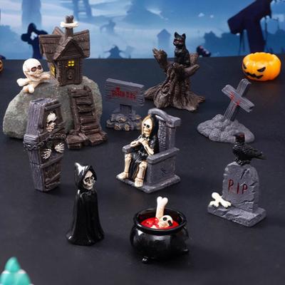 Bone Skull Halloween Miniature Figurine Coffin House Chair Desktop Knick-knack  Festival Supplies