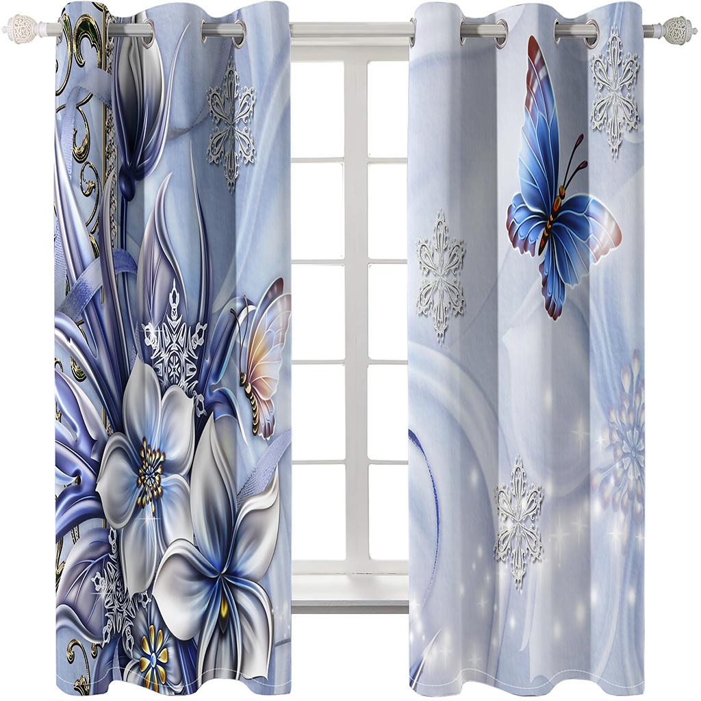 Metal Flowers Sunshade Curtains Digital Printing Custom Thin Curtains for Living Room Bedroom Decoration