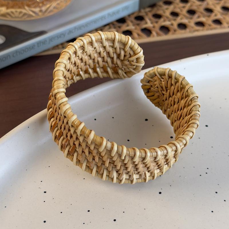 Pulsera Vintage de Acrílico Acetato de Borde Ancho Circular para Mujer