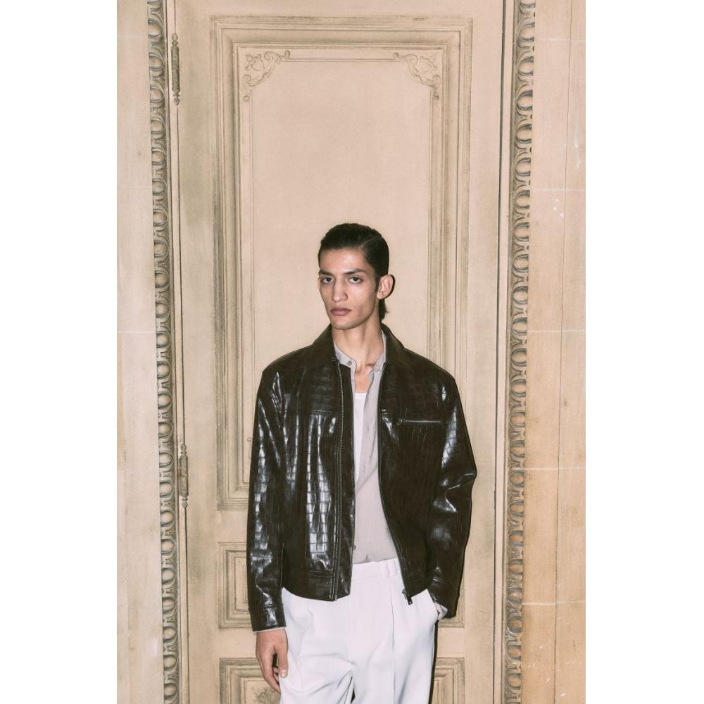 H M Regular Fit Crinkle sHirt Grey