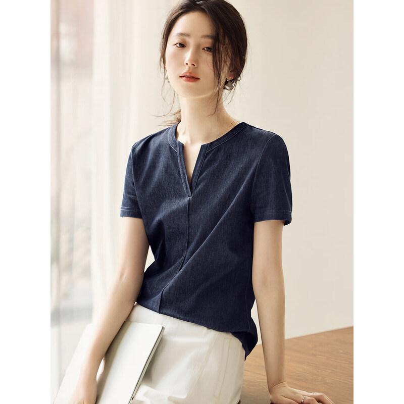 XWI Women's Slim-Fit V-Neck Short Sleeve Knit Tee