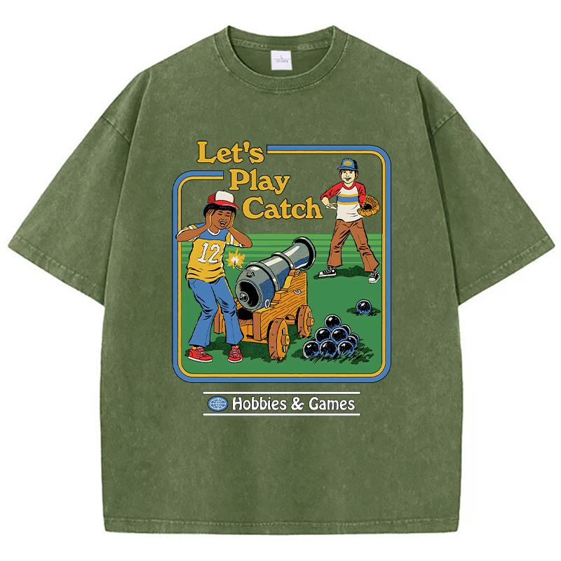 

Футболка Let S Play Catch Print женская стираная летняя с круглым вырезом футболки уличная одежда для дистресс дышащая мягкая с коротким рукавом 3XL