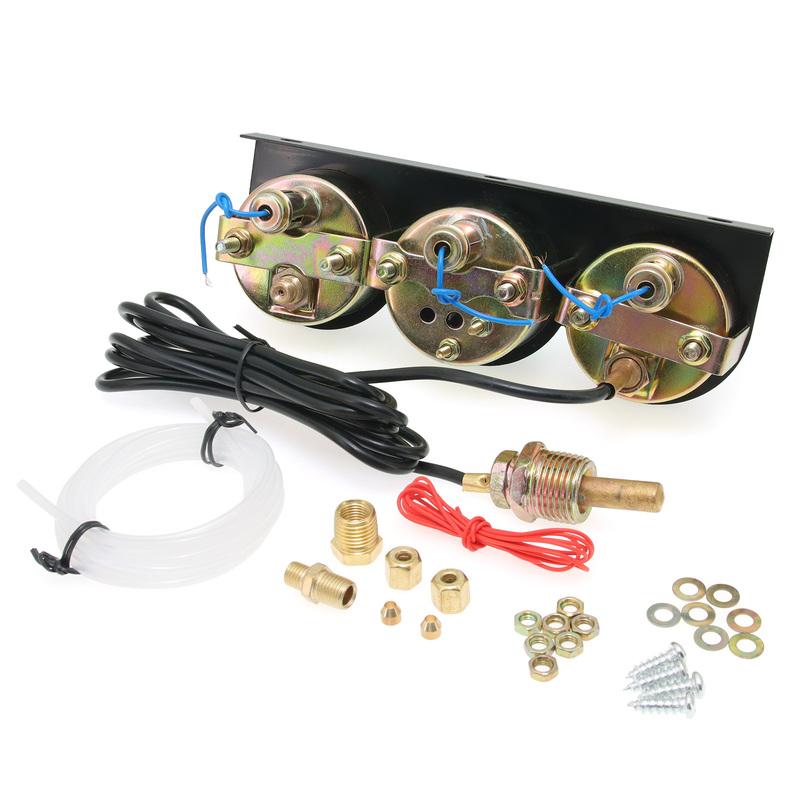 Kit de Indicador 3 en 1 de 52 mm Temperatura del Agua + Indicador de Presión de Aceite + Voltímetro con Sensor Medidor de Temperatura del Agua Voltímetro Presión de Aceite Triple