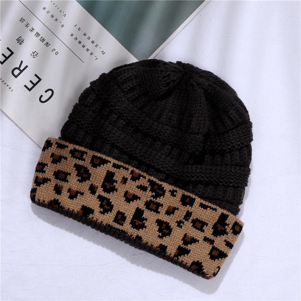 Beanie Hat For Women Men Winter Hat Knitted Autumn Leopard Hat Outdoor Crochet Warm Bonnet Cap Female Hats For Girl Hat