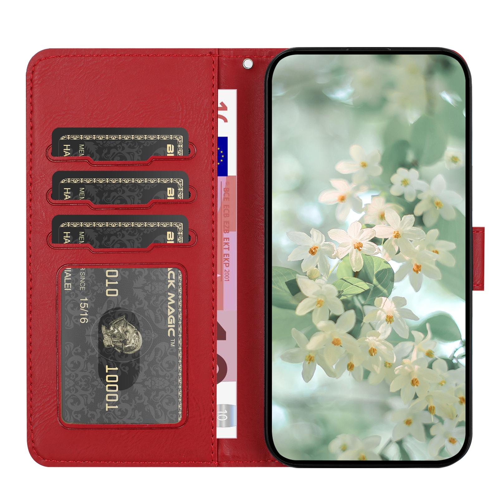 

For Samsung Galaxy S25 Edge Case Flower Imprint Leather Flip Wallet Phone Cover with Wrist Strap Blackish Green