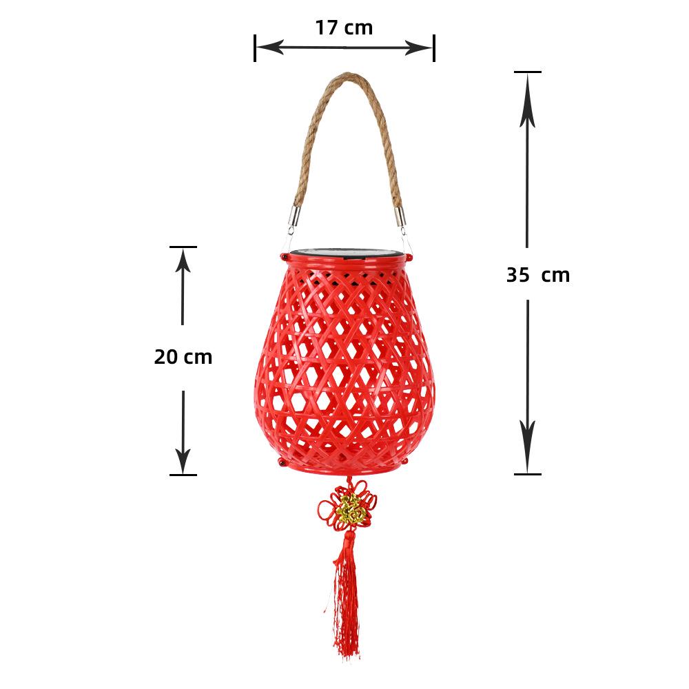 Waterproof Solar USB-Charging Red Bamboo Lantern for Outdoor Wedding Décor