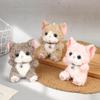 Niedlicher Glockenkatzen-Plüsch-Schlüsselanhänger Kawaii Kätzchen mit lockigem Haar Stofftier Tasche Hängender Anhänger Realistisches Katzen-Plüschtier Weihnachtsgeschenke