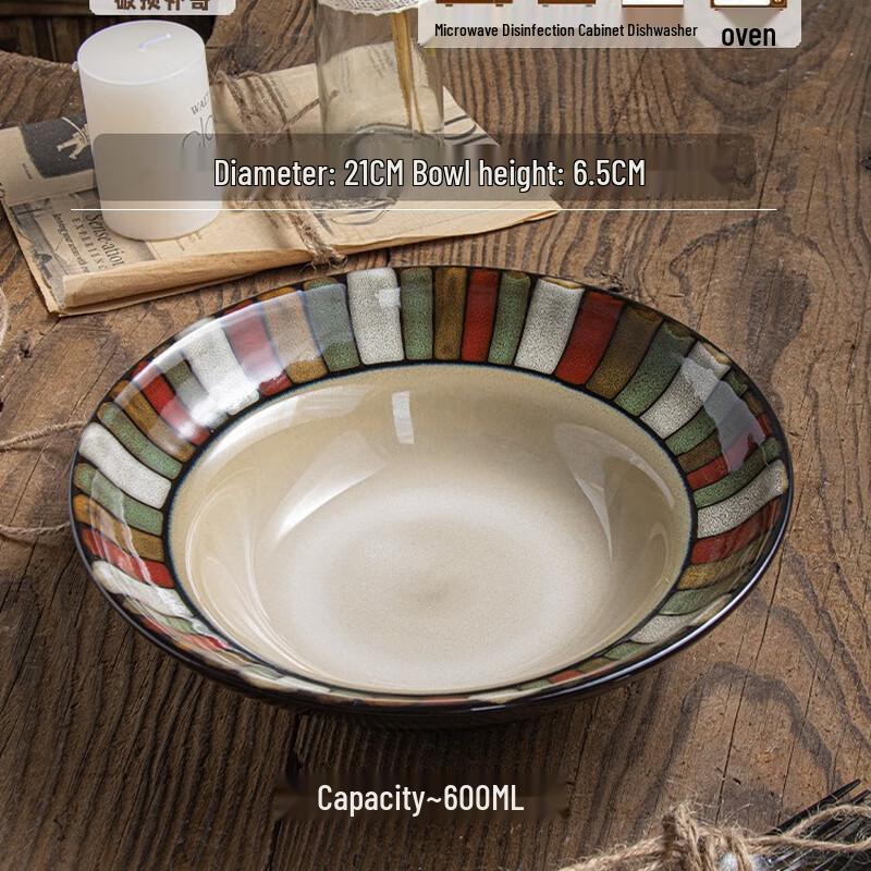 Japanese Style 8-inch Underglaze Ceramic Noodle Bowl