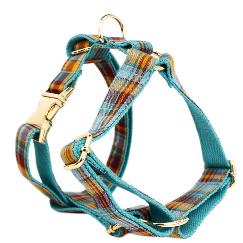 Green Plaid Velvet Anti-Escape Dog Collar & Leash Set
