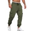 Autumn and Winter Fleece Men's Overalls Spliced Multi-pocket Drawstring Sports Casual Jogging Pants