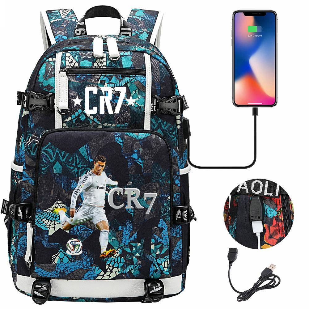 Youth Student Backpack with Soccer Star Print, Casual Travel Daypack for Boys and Girls, Large Capacity, Comfortable Shoulder Straps