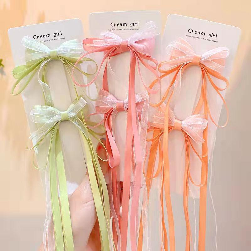 Gradient Silk Yarn Bow Butterfly Hairpin for Kids – Fairytale Style