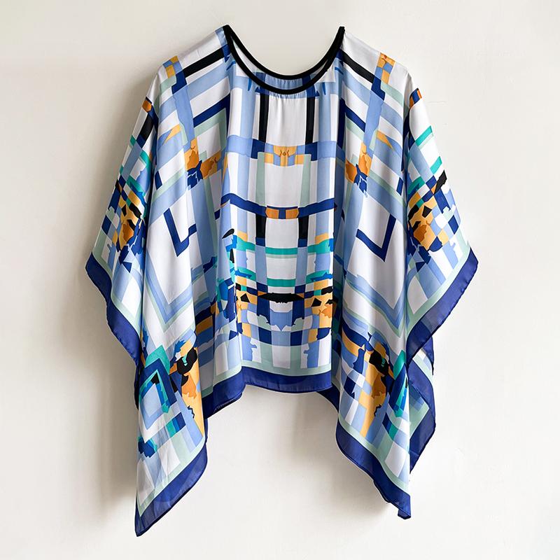 Shawls Summer Beach Sexy Women Fashion Print Chiffon Smock Bikini Cover Up Loose Blouse Sunscreen Comfortable Poncho