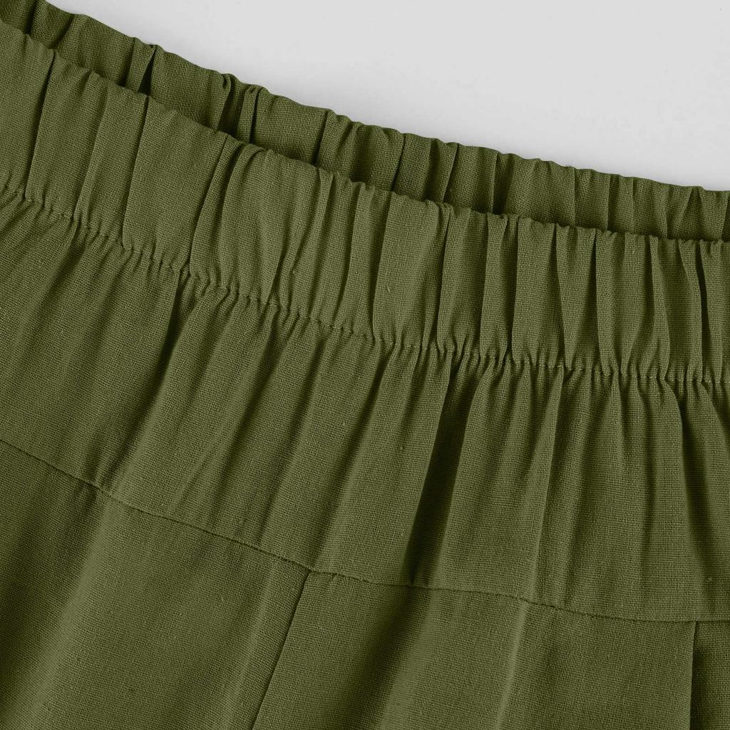 Pantaloni Harem Largi Dama Moda Talie Înaltă Bumbac In Nouă Puncte Pantaloni Largi