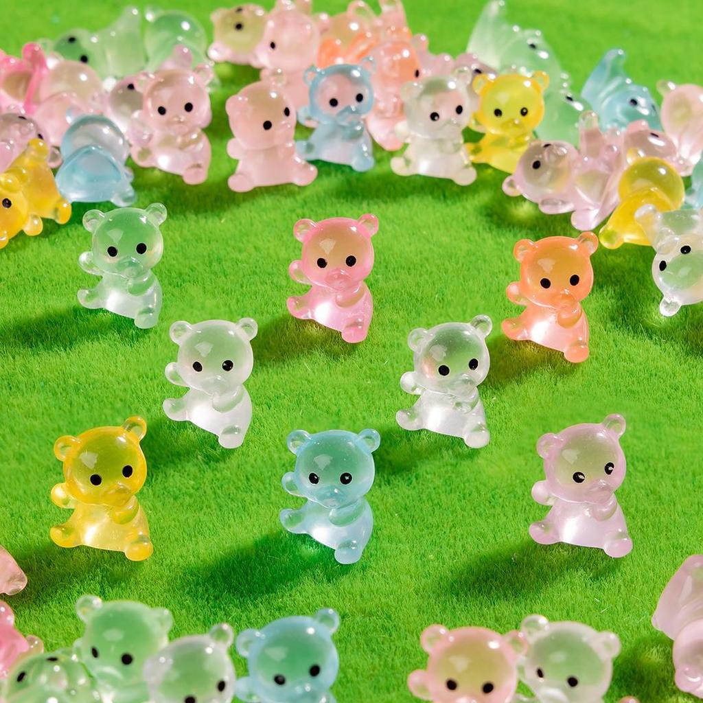 Miniature Luminous Resin Animal Ornaments: Cartoon Desktop & Car Decorations