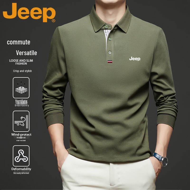Jeep Men's Long Sleeve Polo T-Shirt