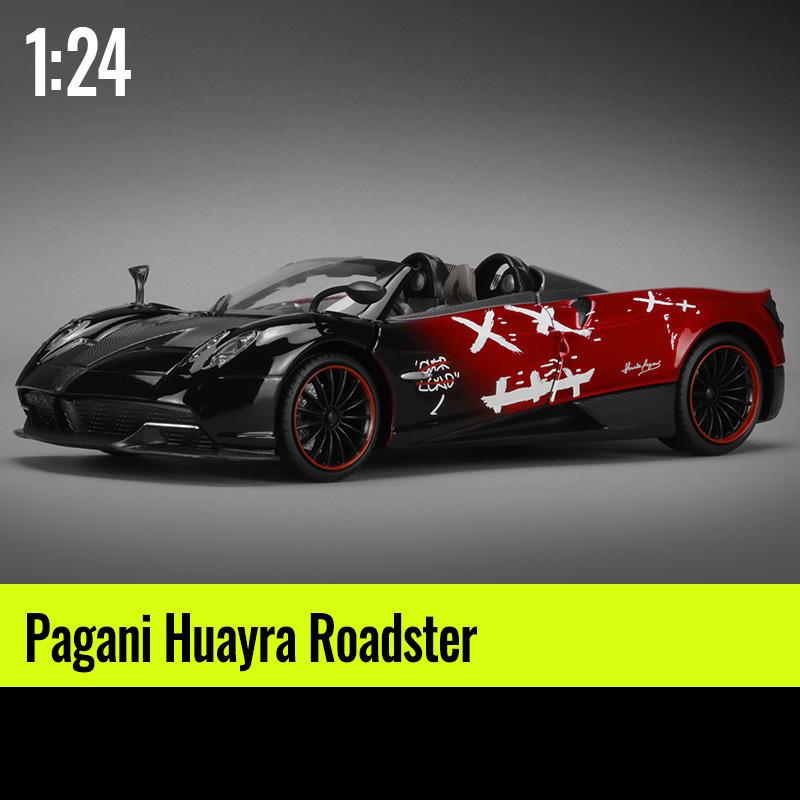 

NEW 1:24 Pagani Huayra Roadster Modified Car Alloy Car Model Sound and Light Pull Back Children s Toy Collectibles Birthday Gift