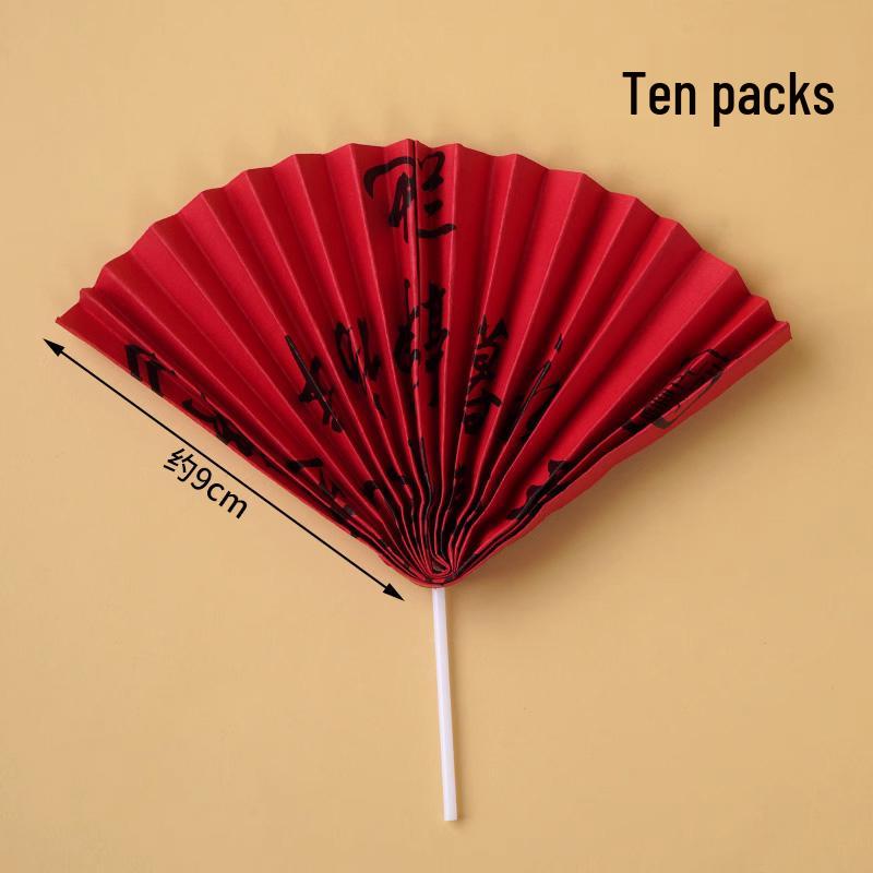 Creative Red Folding Fan Cake Topper for Grandpa and Grandma's Birthday Celebration