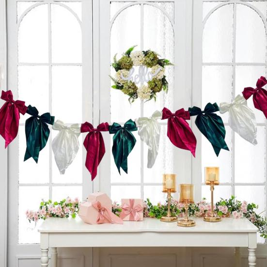 1 Set Garland Banner Bowknot Design Decorative Garland Banner Indoor Outdoor Party Home Holiday Festival Decoration