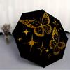 1pc Butterfly Gold Sparkle Automatic Opening/closing Umbrella with Auto Open/Close, Windproof, Foldable Sunshade Yy250811172