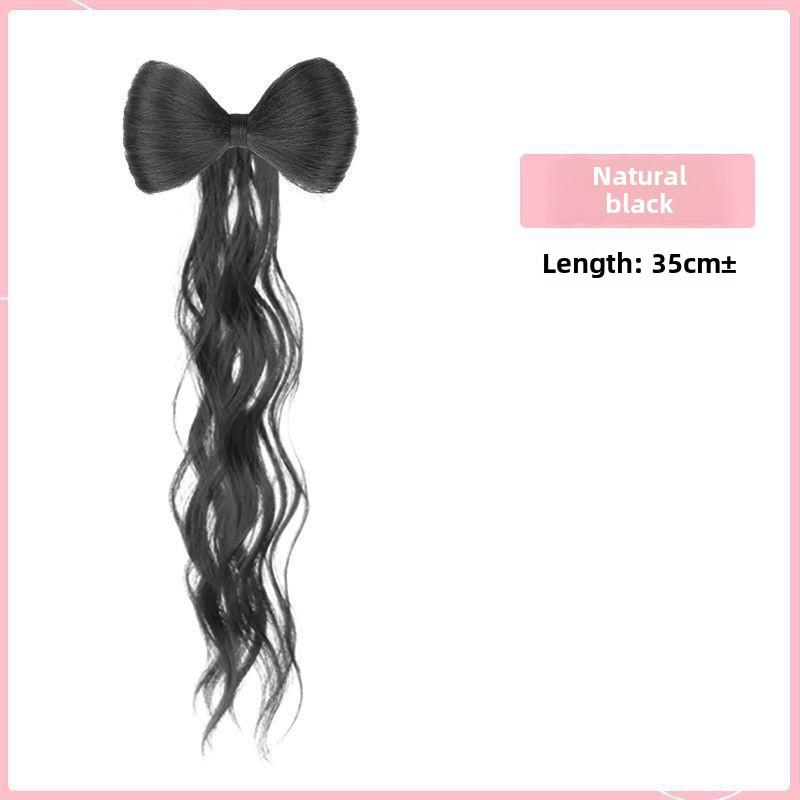 

Накладные волосы с бантом и наполовину собранными в хвостик, зажим для волос, небрежный пучок 1PCS чёрный
