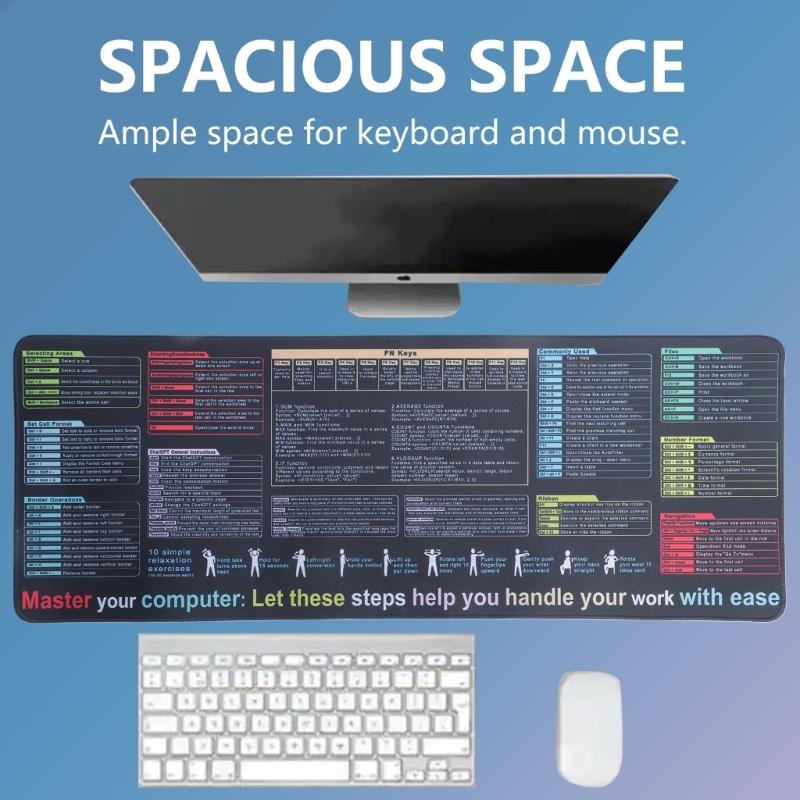 Tappetino Mouse per Tastiere Grandi con Scorciatoia Word Excels per Uso Ufficio e Gaming Impermeabile