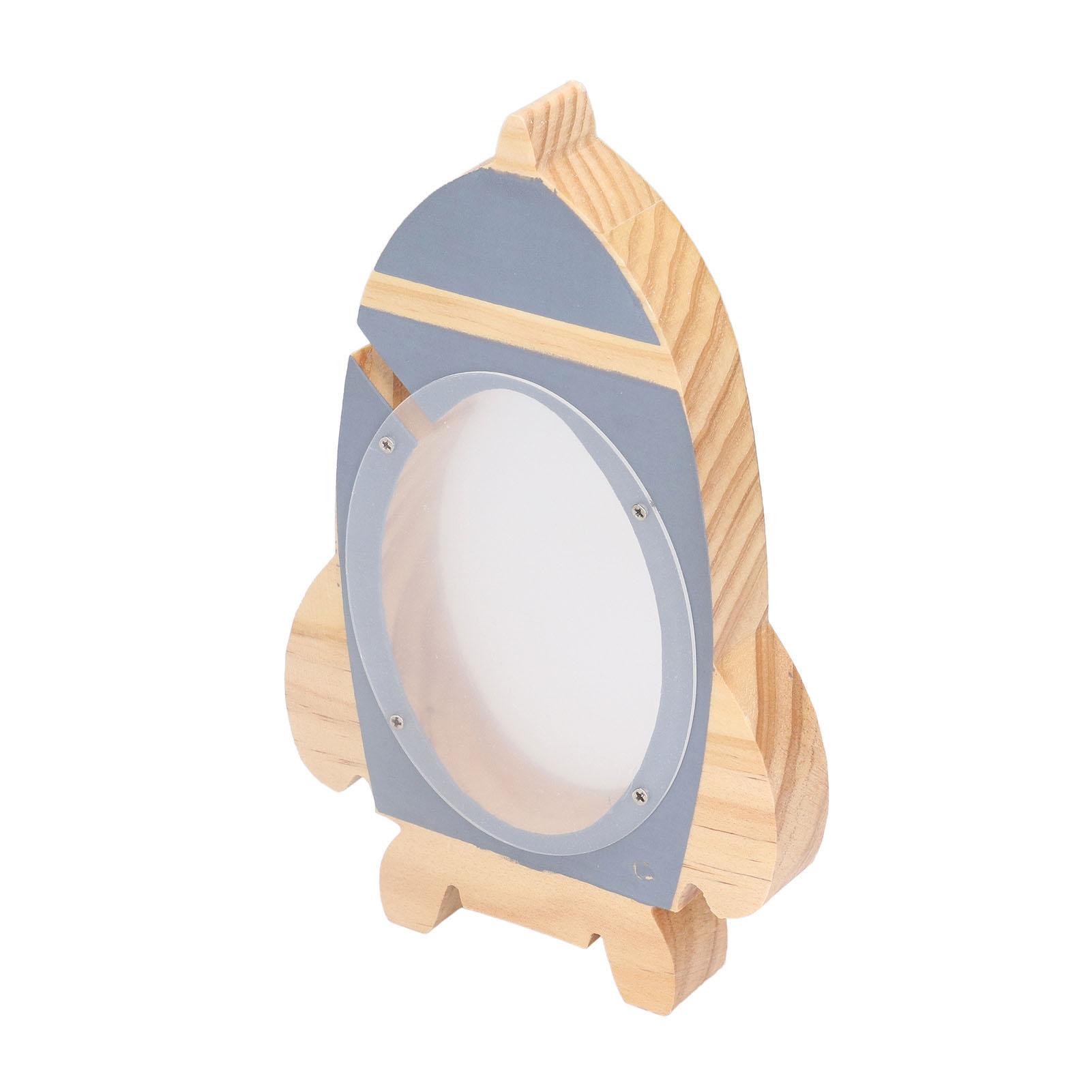 

Wooden Spaceship Hollow Piggy Bank Cute Educational Kids Money Banks for Kids Gray