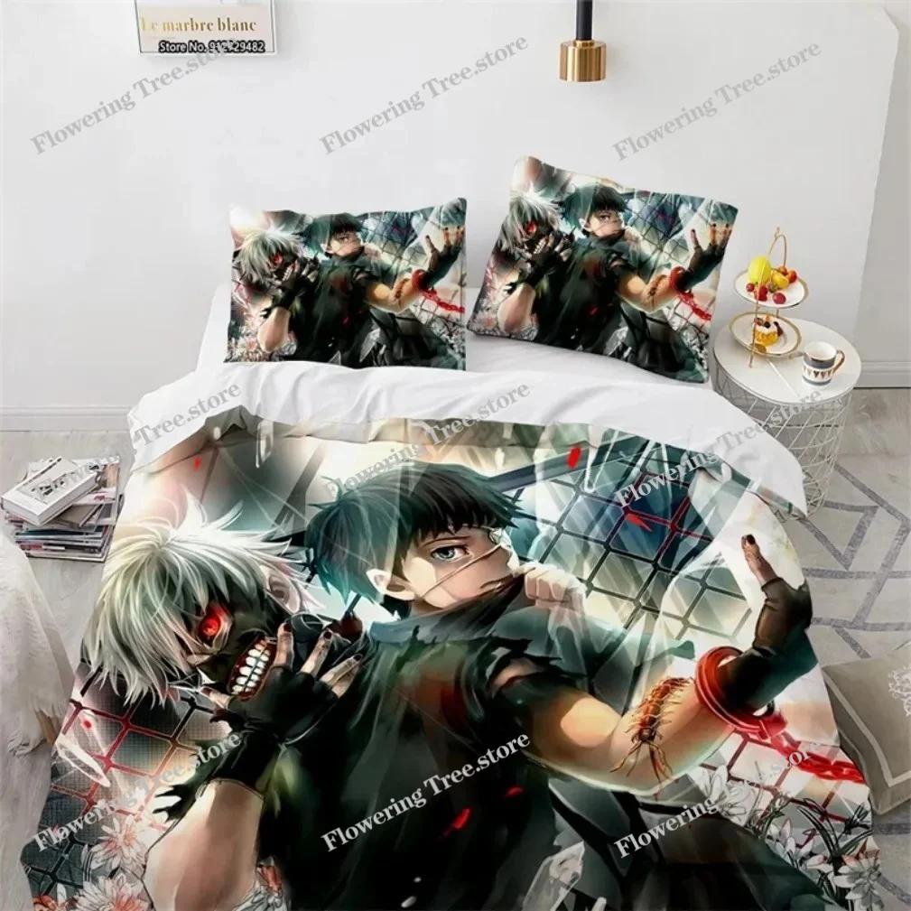 3D-Druck Anime Tokyo Ghoul Kaneki Ken Bettwäsche-Set, Tokyo Ghoul Bettbezug Bettset Steppdecke Kissenbezug Bettdecke King Queen