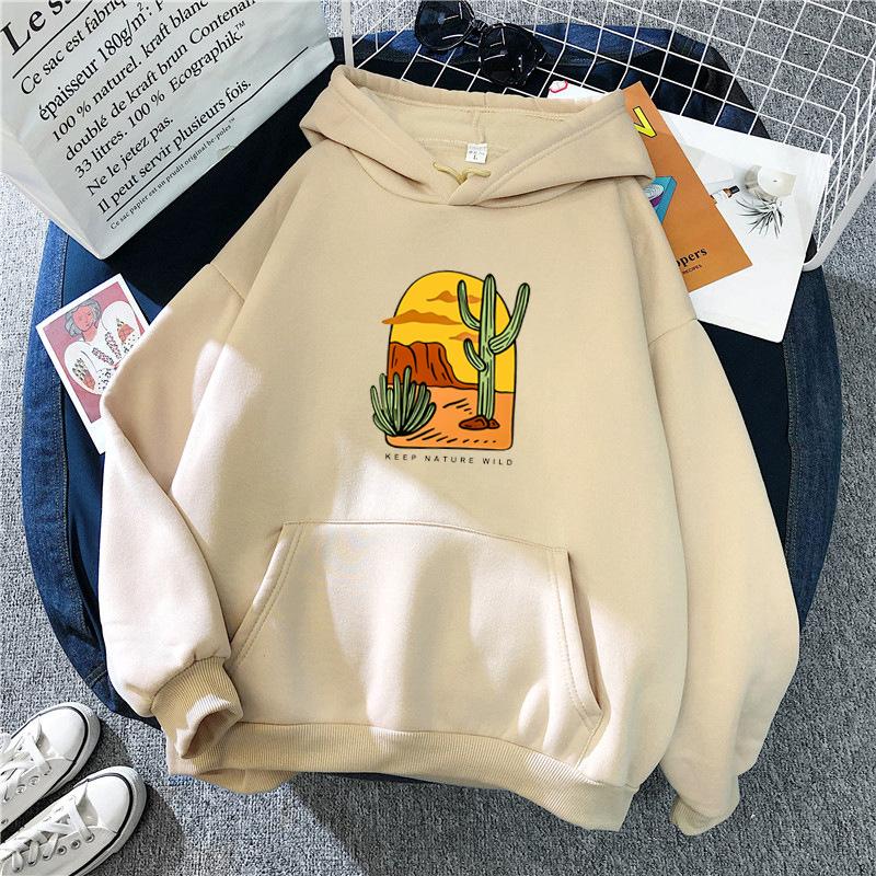 Women's Fleece Hoodie Hooded Top for Autumn and Winter Ladies Pattern Print Long Sleeve Pullover Sweatshirt