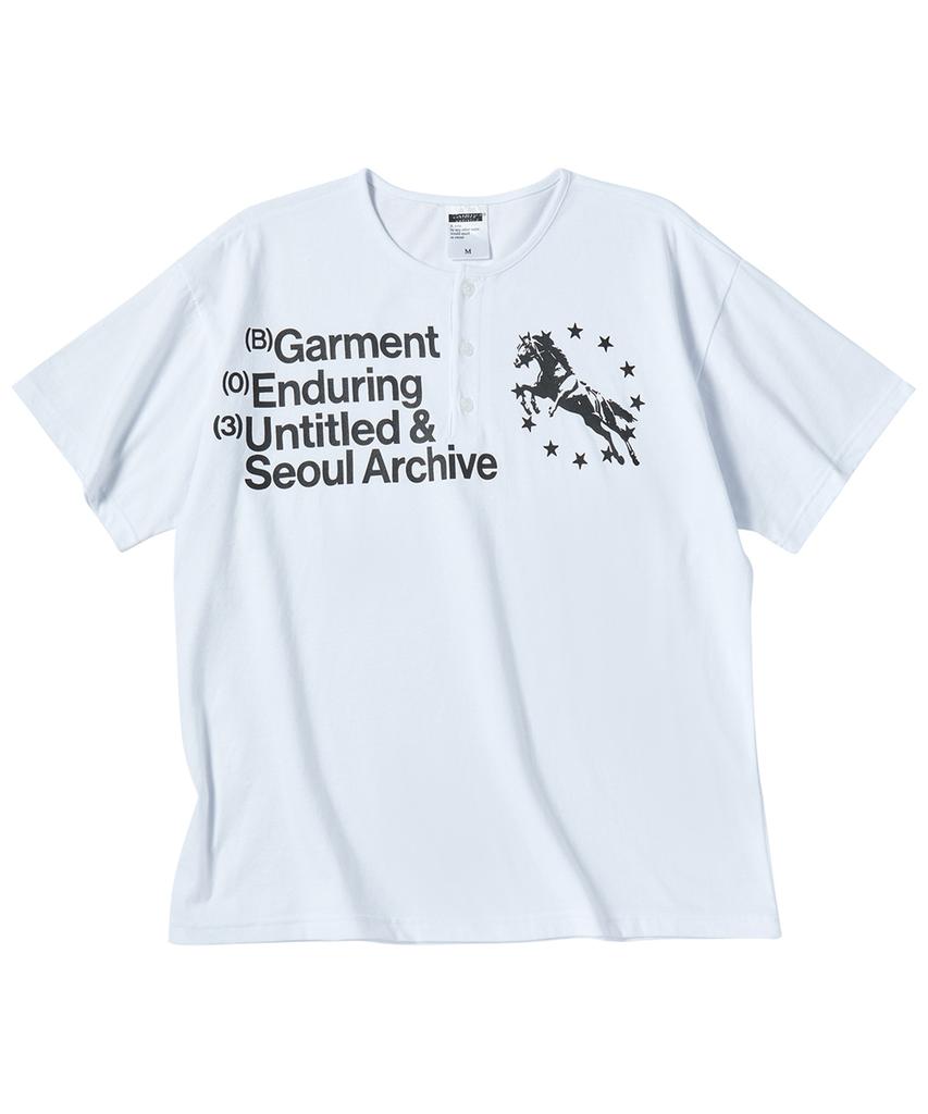 Eontaiteulseoul Unicorn Henley Neck Crop Short Sleeve White