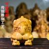 Lucky Beast Awakens Lion Cliff, Cypress Wood Carving, Meets Financial Demands, Gifts Gifts for Living Room, Desktop,  Mascot