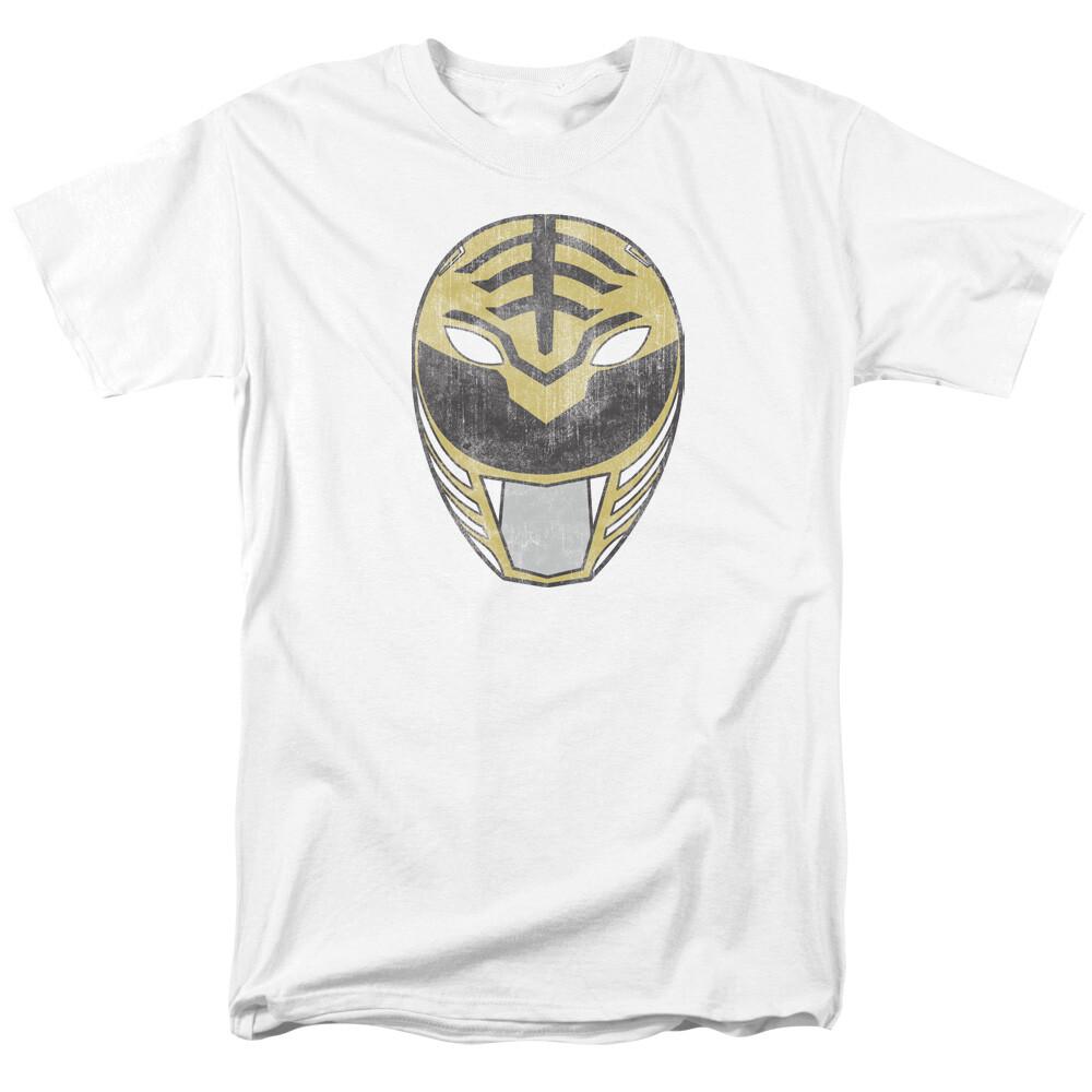 Mighty Morphin Power Rangers White Ranger Mask T-shirt Mens Licensed White XL