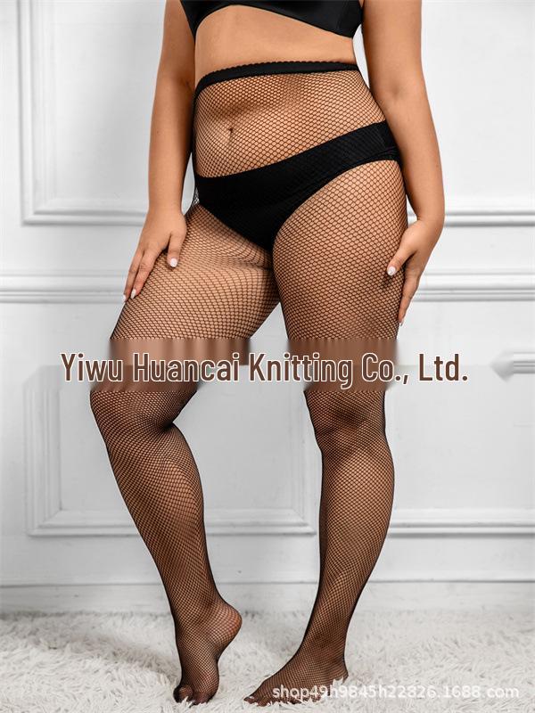 Plus Size Open Crotch Fishnet Stockings - Sexy Mesh Lingerie in Large, Medium, and Small Sizes