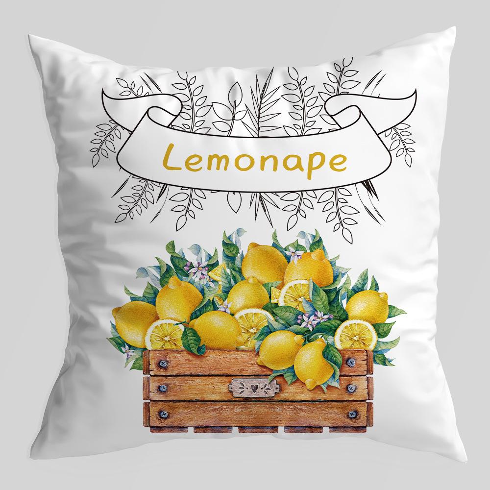 New Lemon Series Pillowcase, Plant Truck, Peach Skin Velvet Printed Pillow, Office Lumbar Cushion Cover