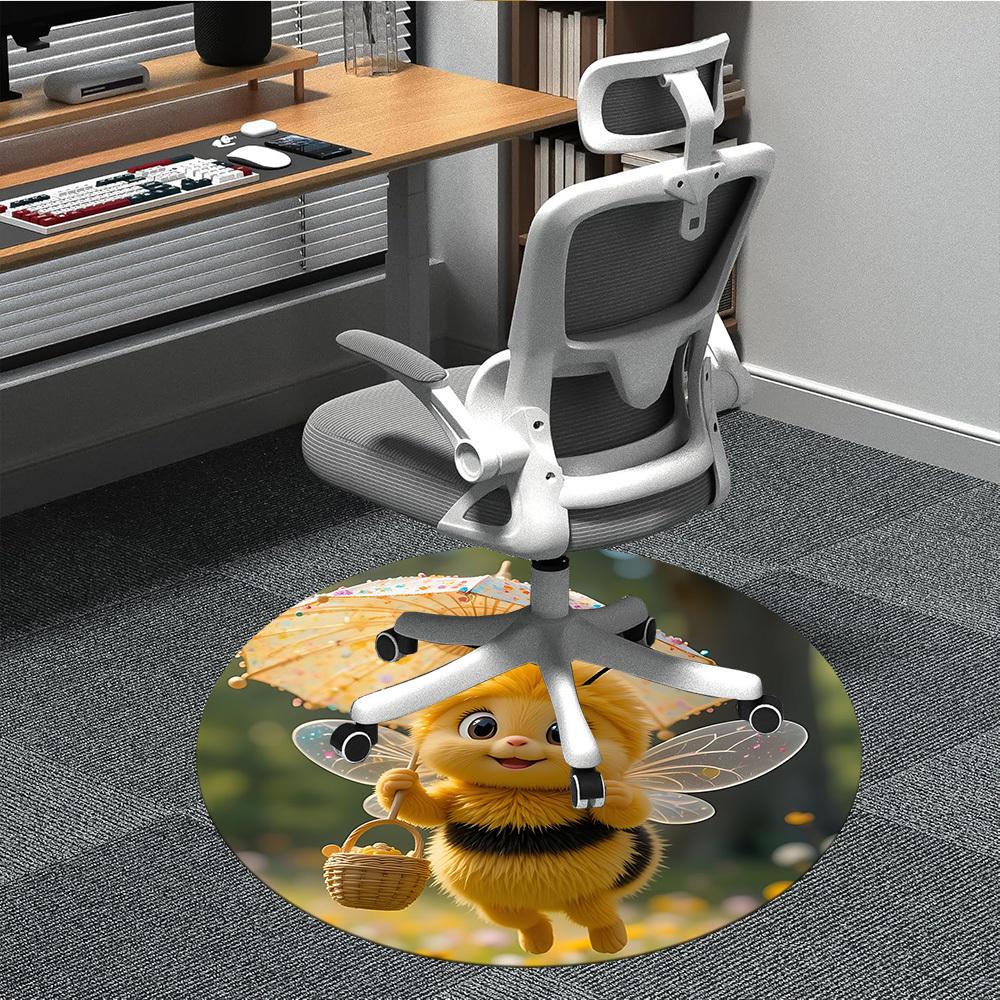 

1PC Bee Umbrella Office Round Area Rug, Indoor Mat Suitable ForOffice, Under Office Chairs Bedroom Living Room Home Decor, Room Deco, D093 80cm by 80cm