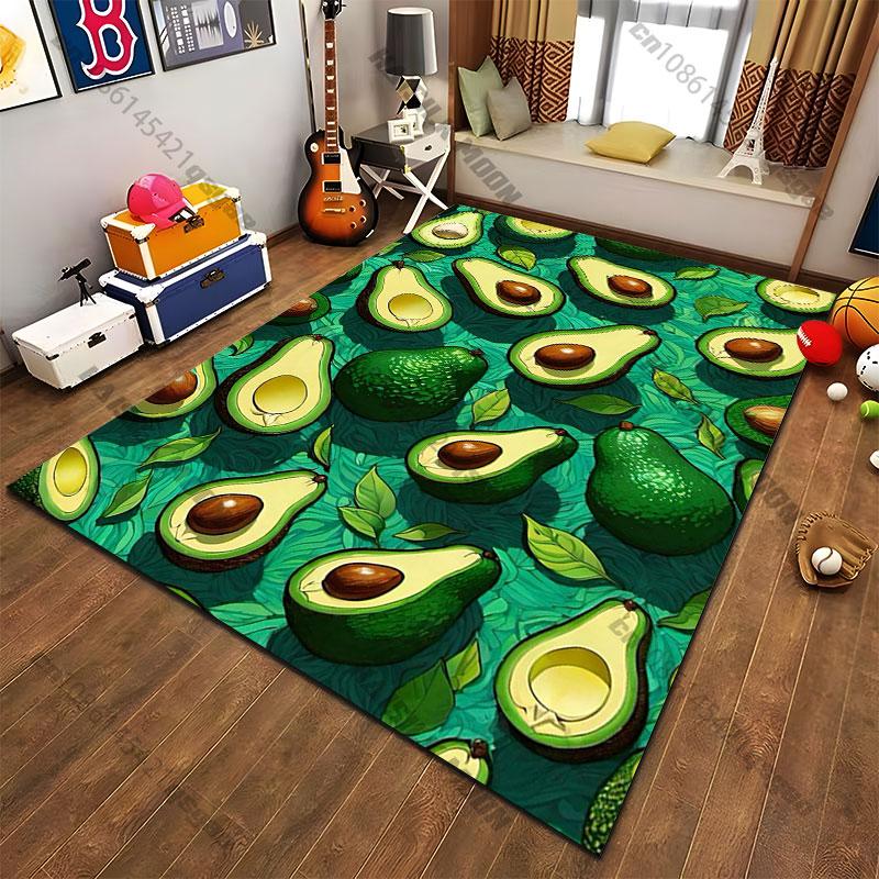 Avocado halves leaves green carpet Yoga living room room decor children's crawling mat doormat area rug games mat