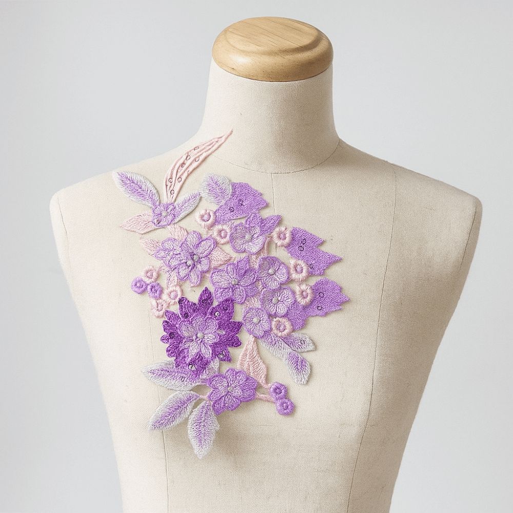 Delicate Flower Embroidered Patches Three-dimensional Clothes Patches  Wedding Dress